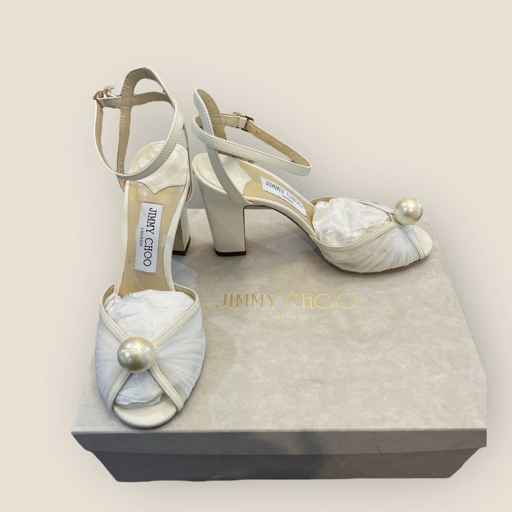 Jimmy Choo Samaria 85 High Block Heel Sandals Size 38